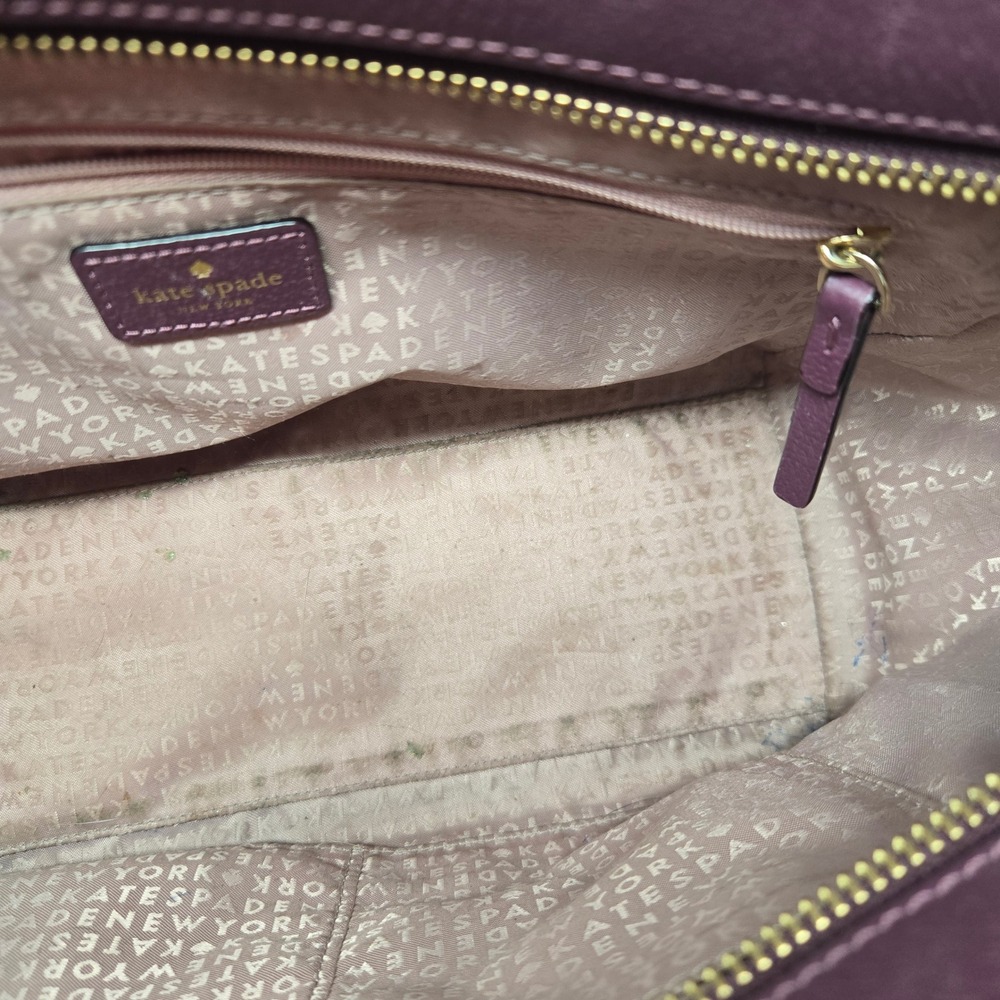 Kate Spade Plum Purple Leather Grove Street Lana Satchel Purse Handbag - Picture 14 of 16